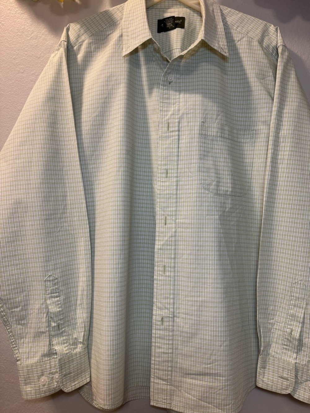Eddie Bauer Light Green Plaid Long-Sleeve Shirt - Picture 3 of 12